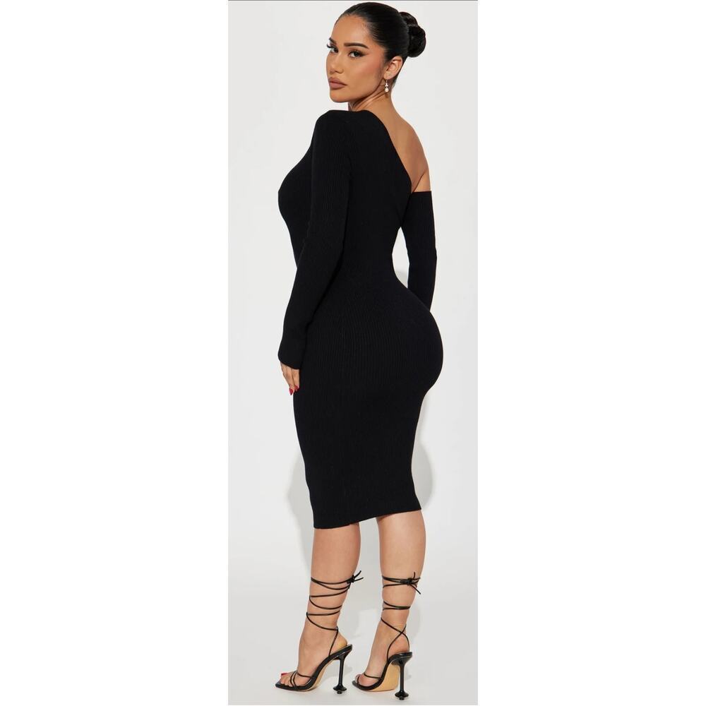 Fashion nova She's ready to go midi sweater black dress Size 3X party bodycon - Picture 3 of 16